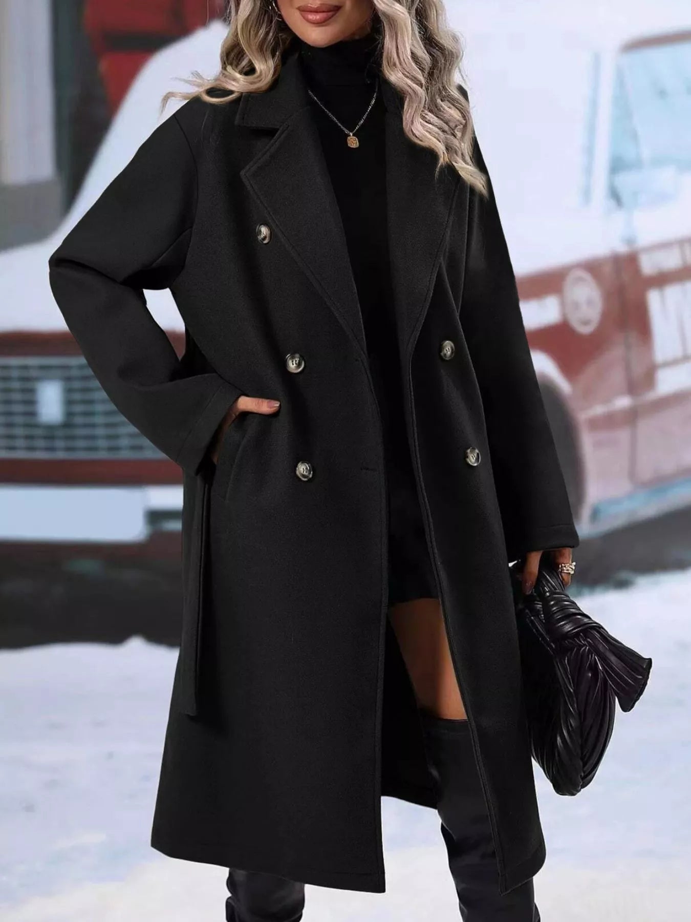 Double-Breasted Tie Waist Coat - Girly Tea