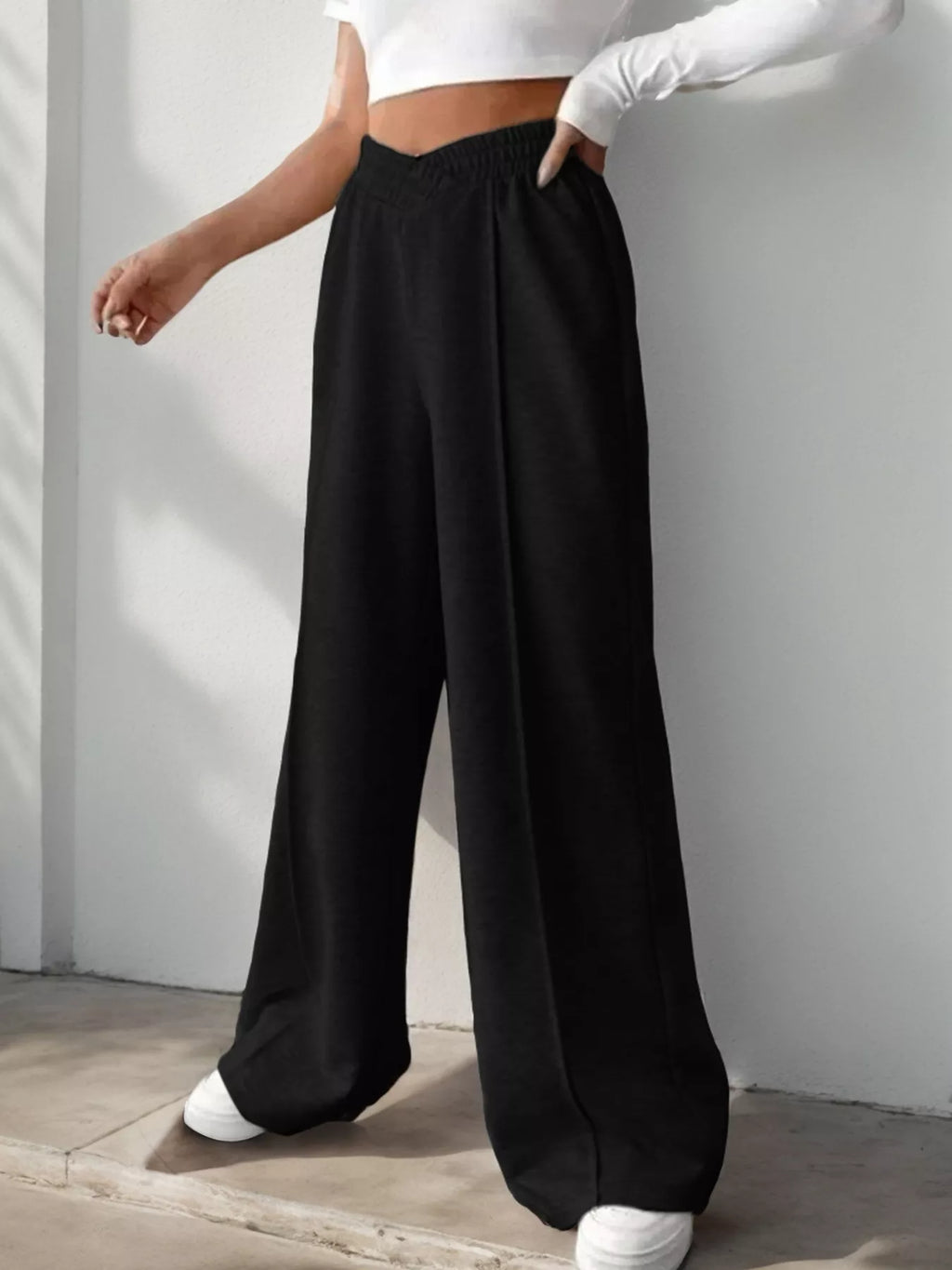 Wide Leg High Waist Pants - Girly Tea