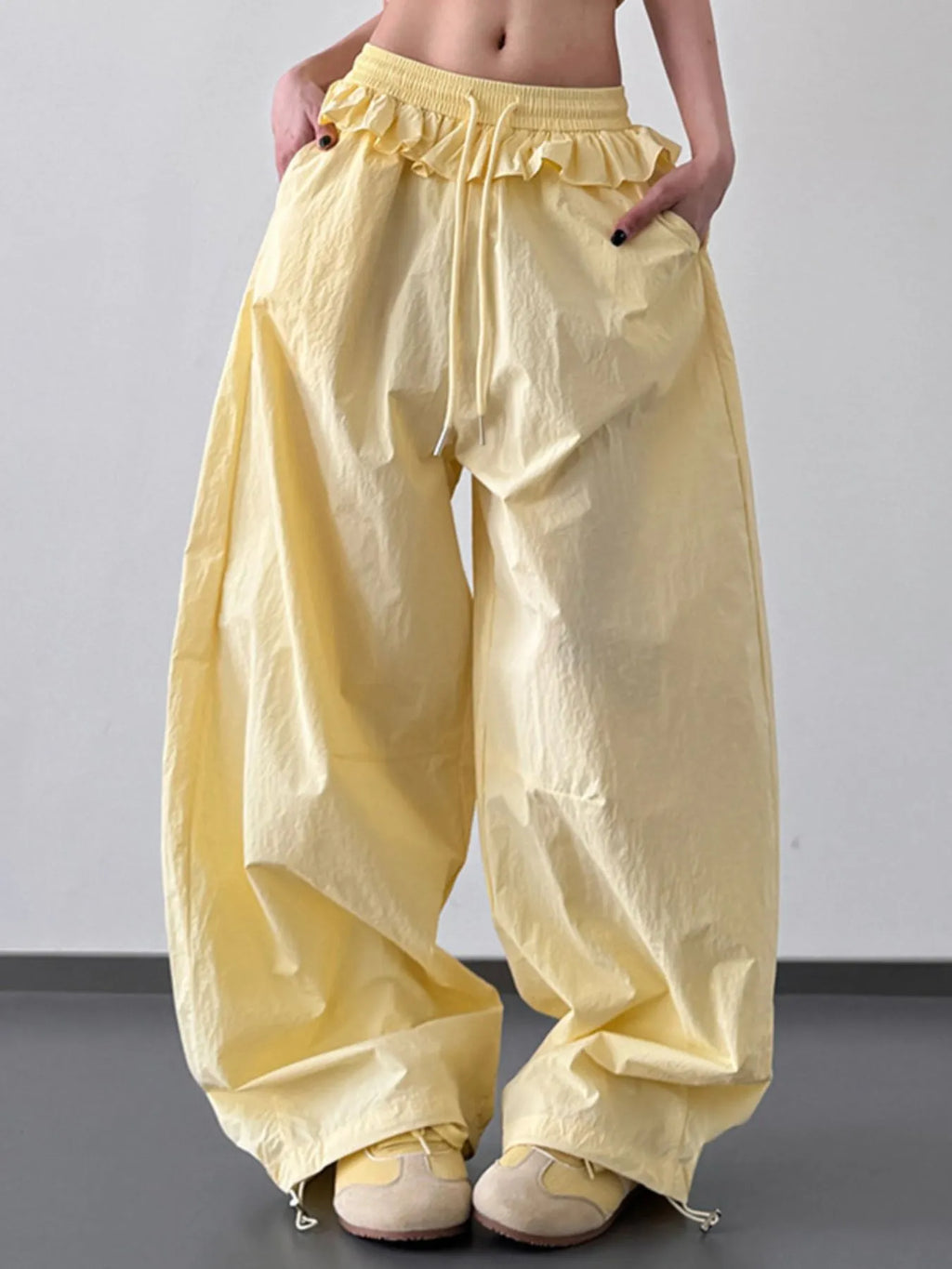 Drawstring Wide Leg Pants - Girly Tea