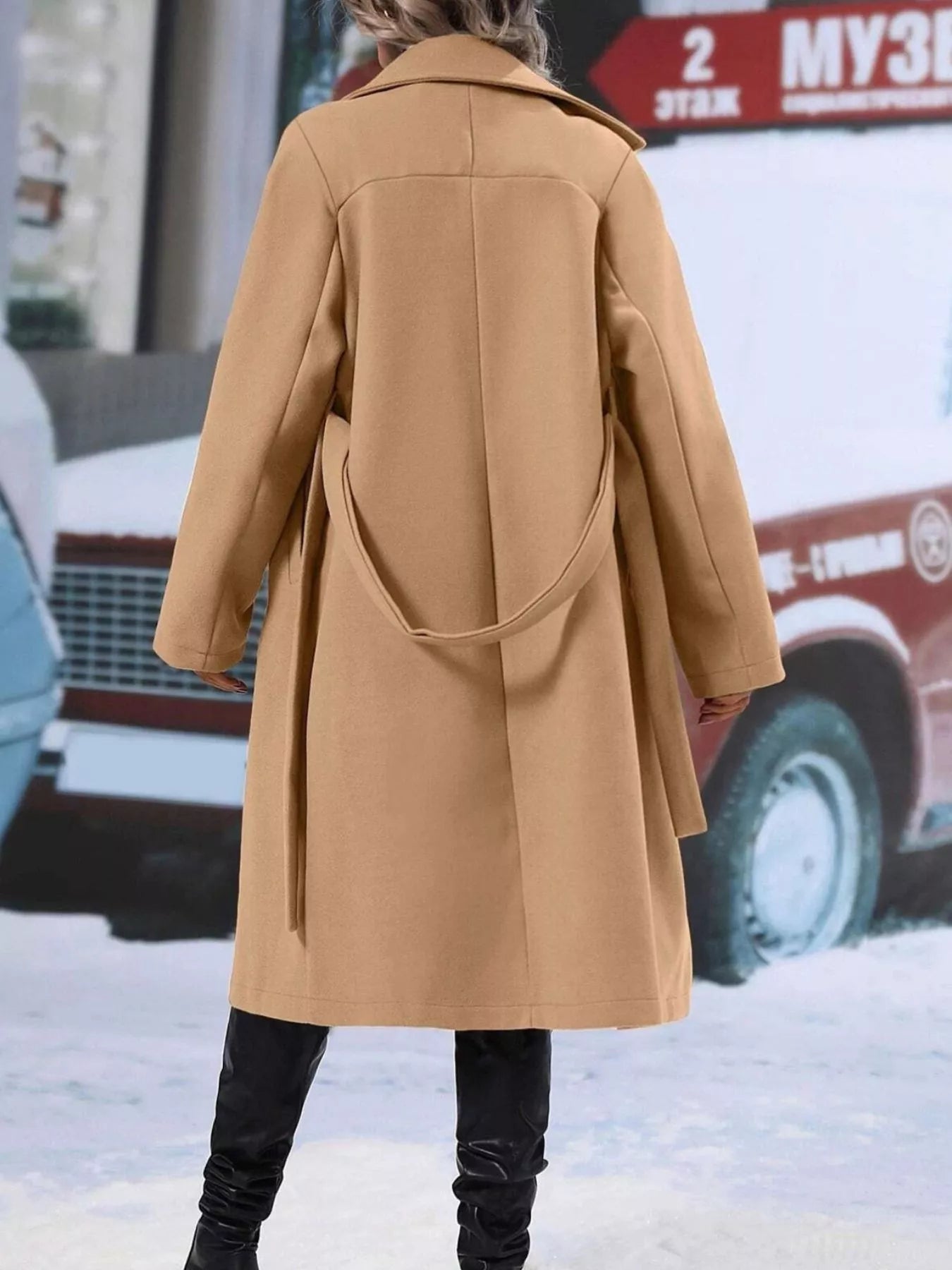 Double-Breasted Tie Waist Coat - Girly Tea