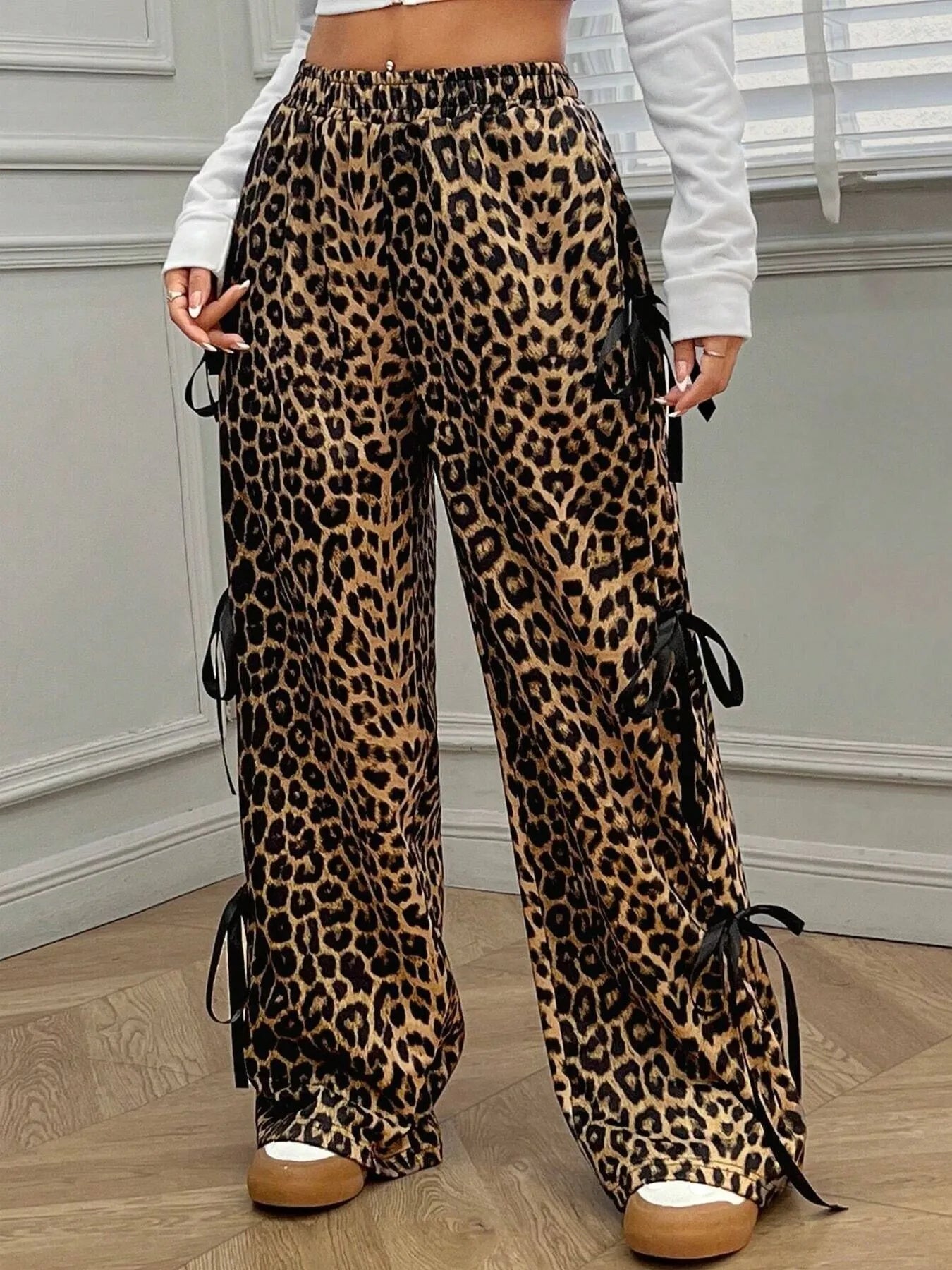 Cargo Wide Leg Pants with Side Tie Details - Girly Tea