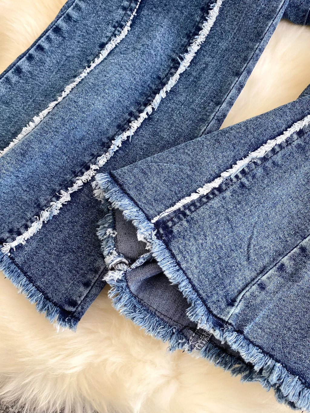 Raw Hem Denim Cami and Flare Jeans Set - Girly Tea