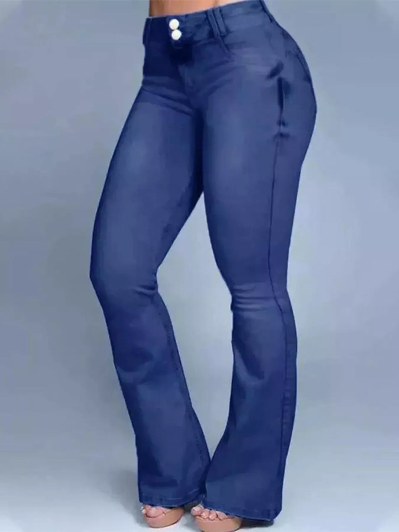 Full Size Wash High-Waisted Flare Jeans Plus Size - Girly Tea