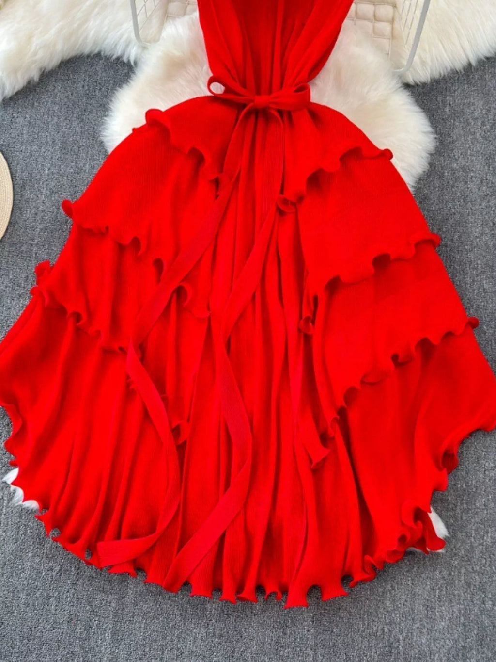 Ruffled Tiered Sleeveless Midi Dress - Girly Tea