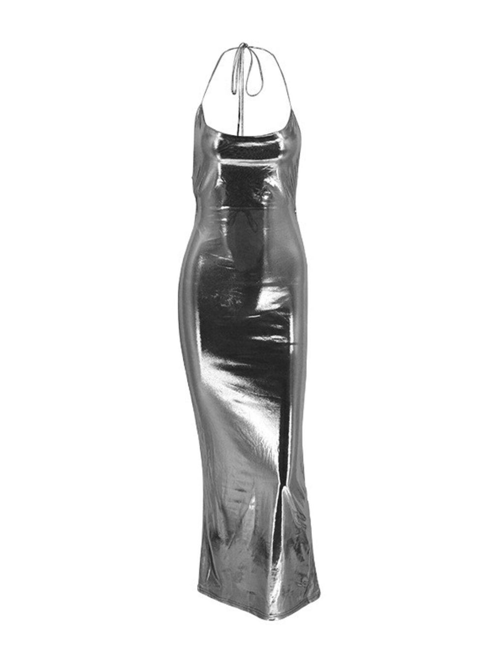 Ruched Halter Neck Maxi Dress - Girly Tea