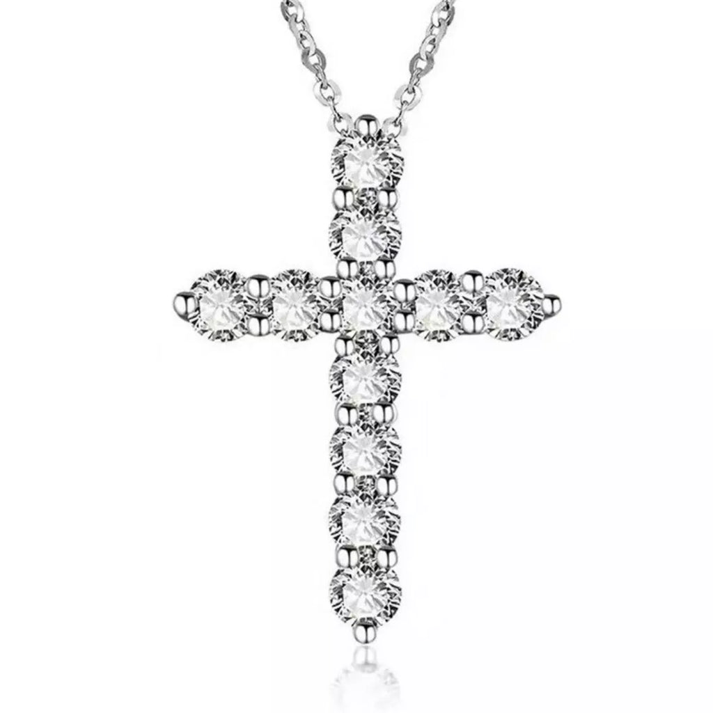 925 Sterling Silver Cross Pendant Necklace - Girly Tea