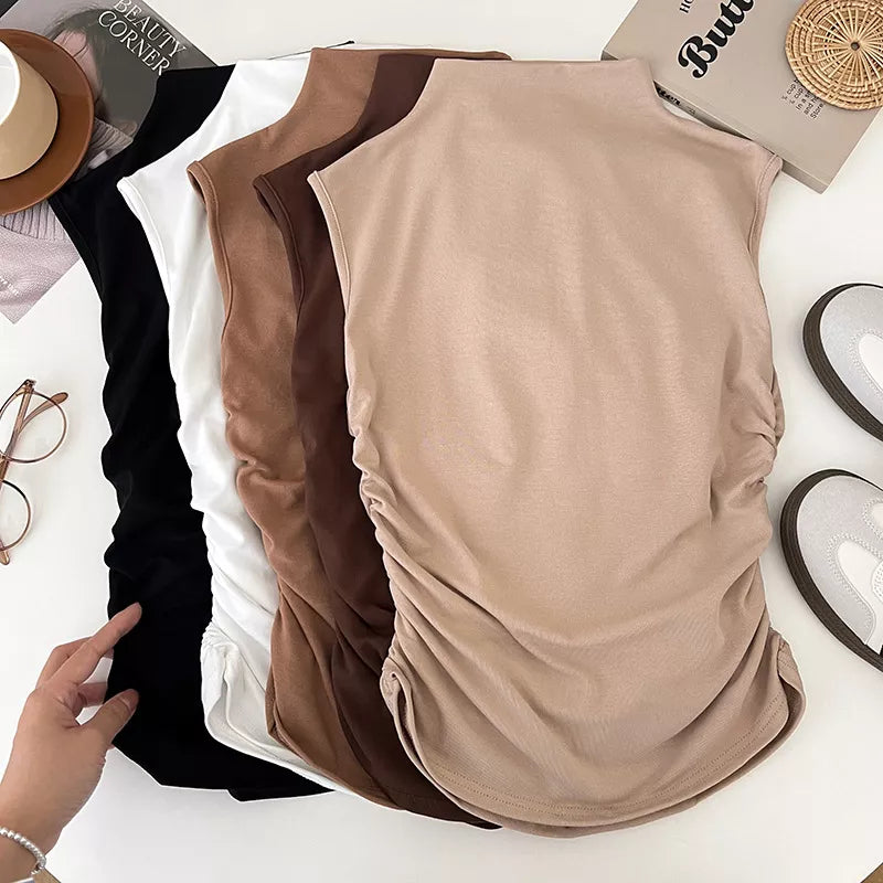 Ruched Mock Neck Tank - Girly Tea