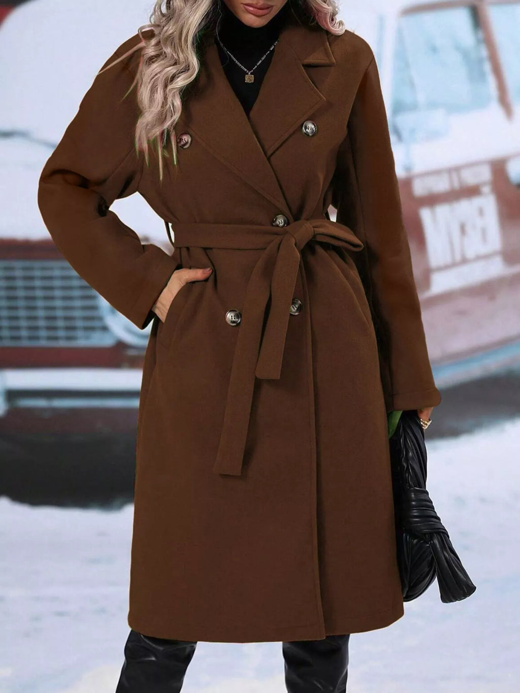 Double-Breasted Tie Waist Coat - Girly Tea