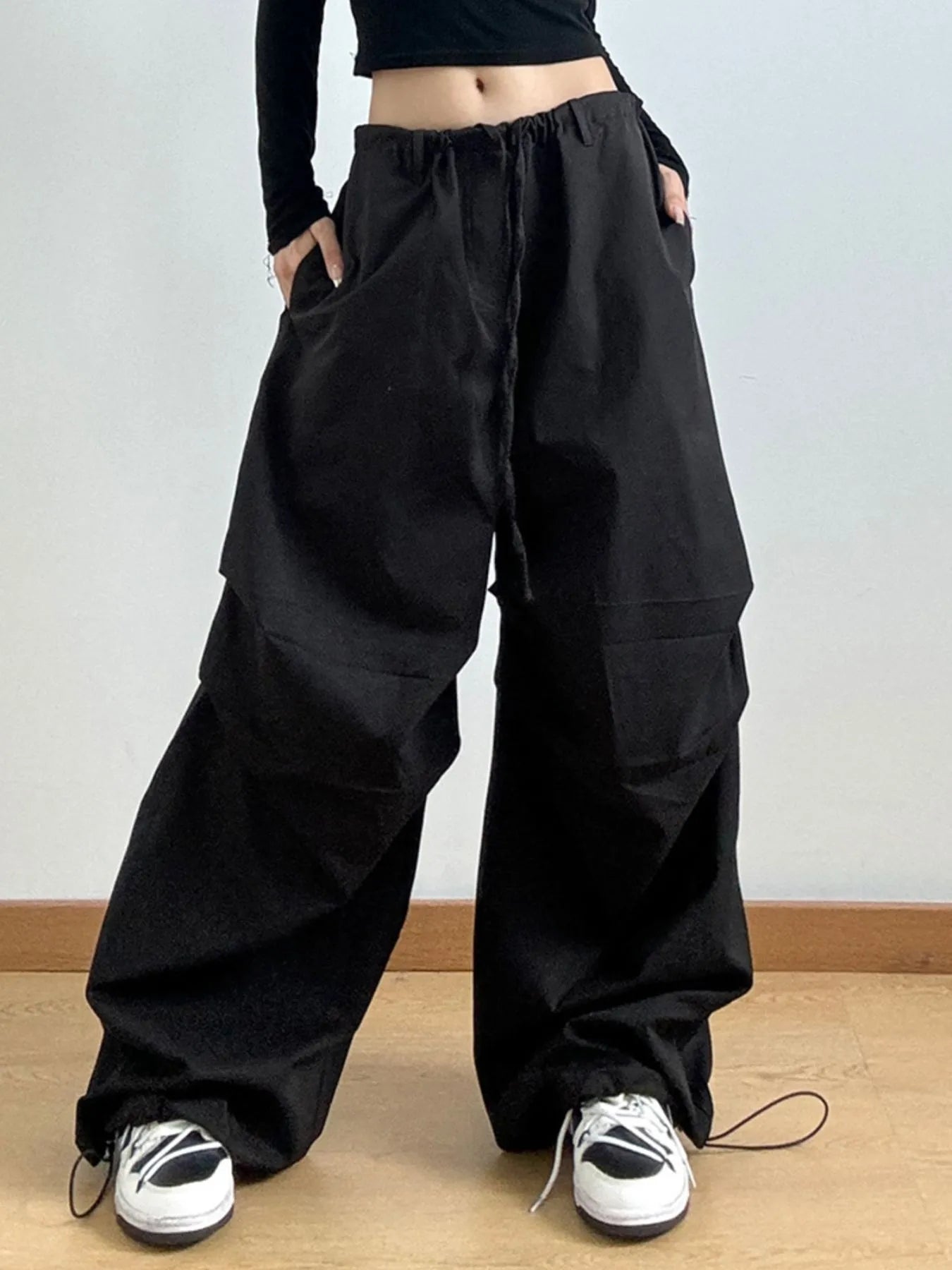 Wide Leg Casual Drawstring Pants - Girly Tea
