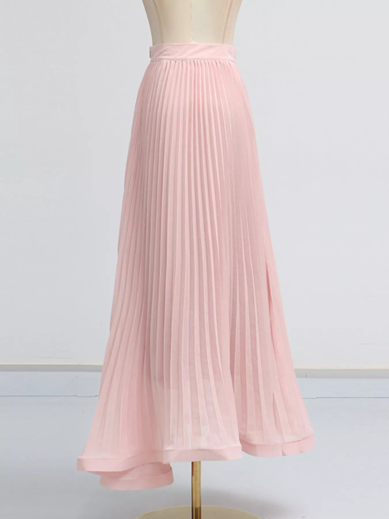 Frill Lapel Collar Top and Pleated Skirt Set - Girly Tea