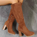 Point Toe Block Heels Boots