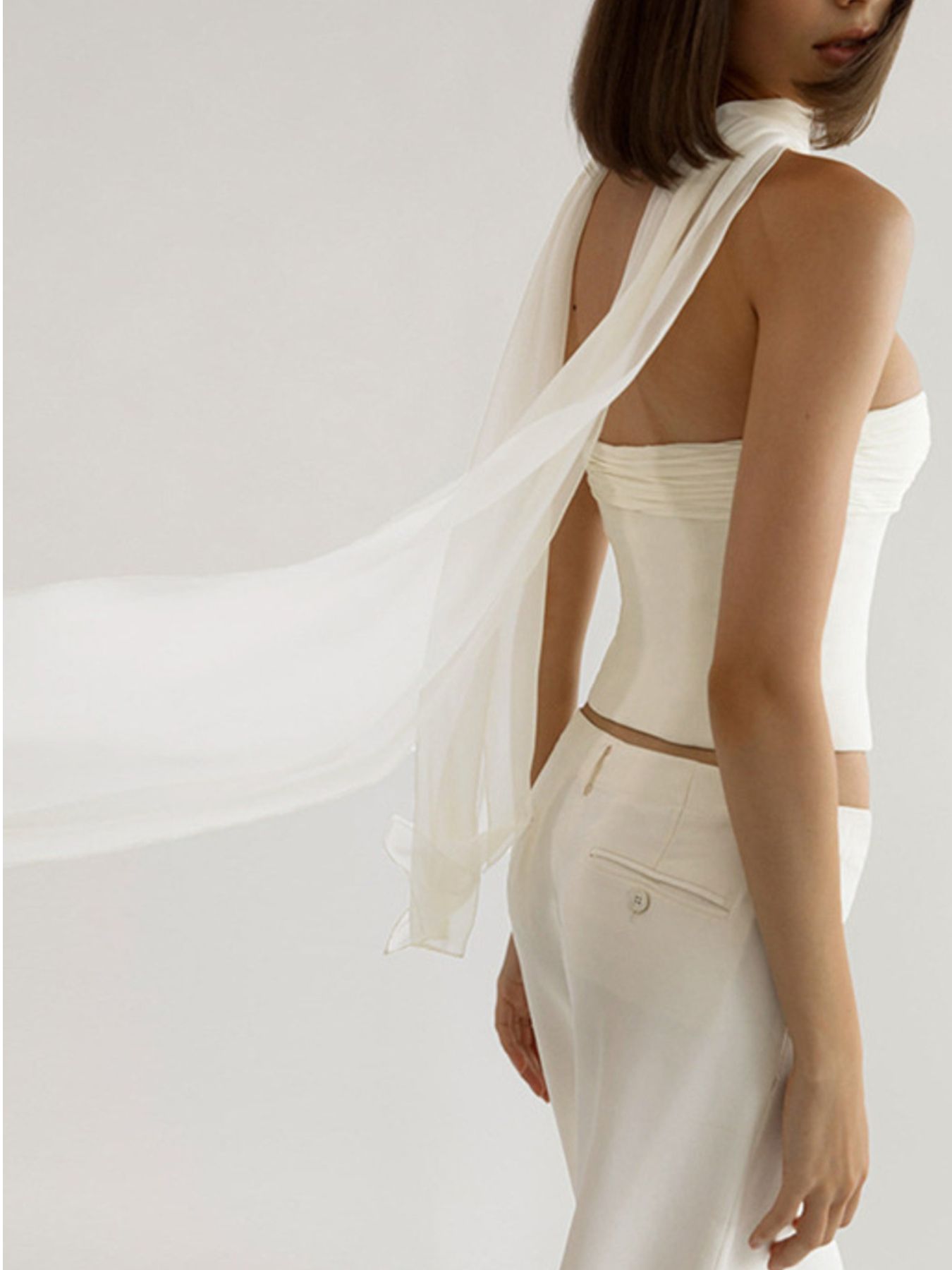 Ruched Tube Top with Scarf - Girly Tea