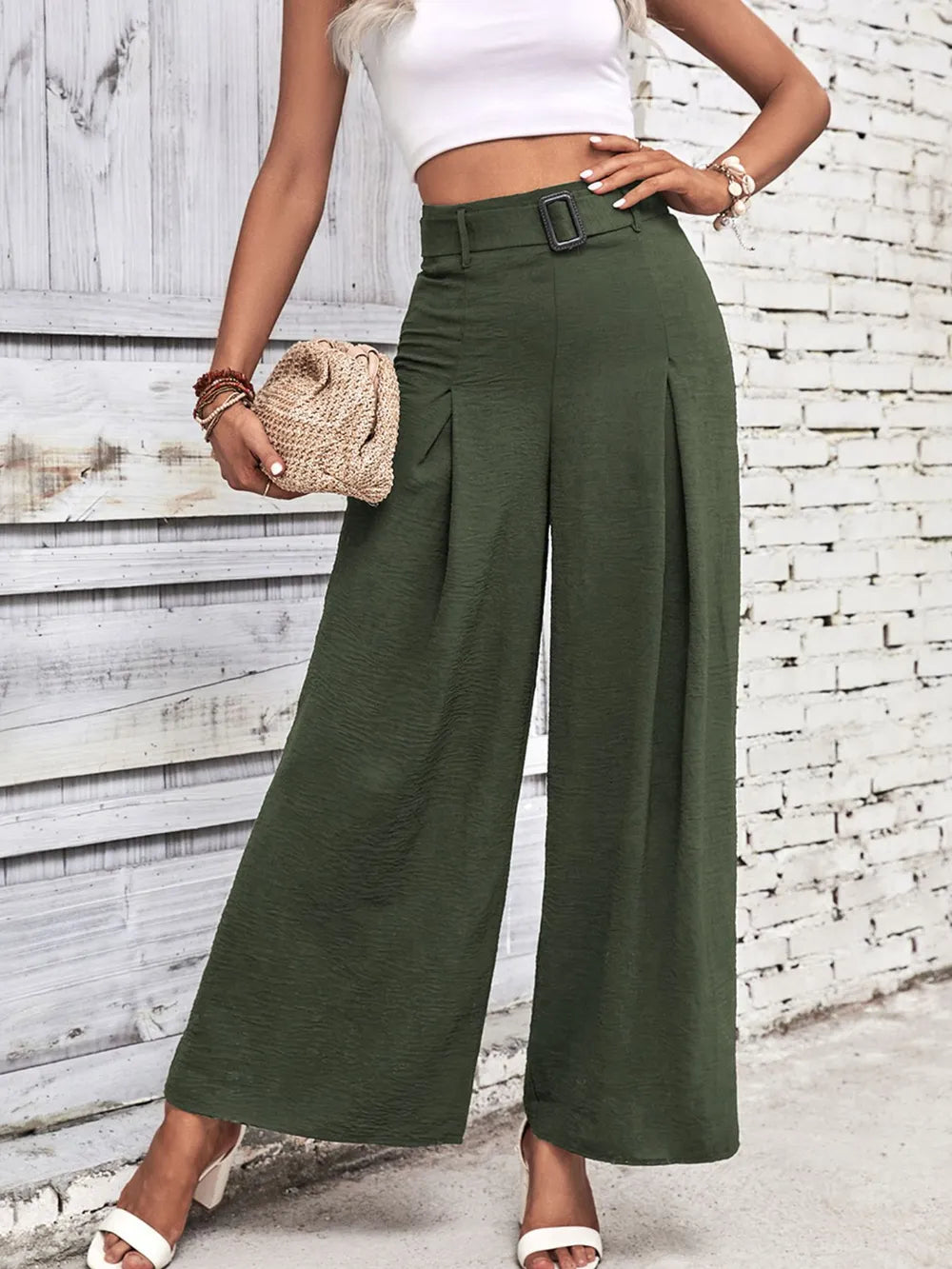 High Waisted Wide Leg Pants - Girly Tea
