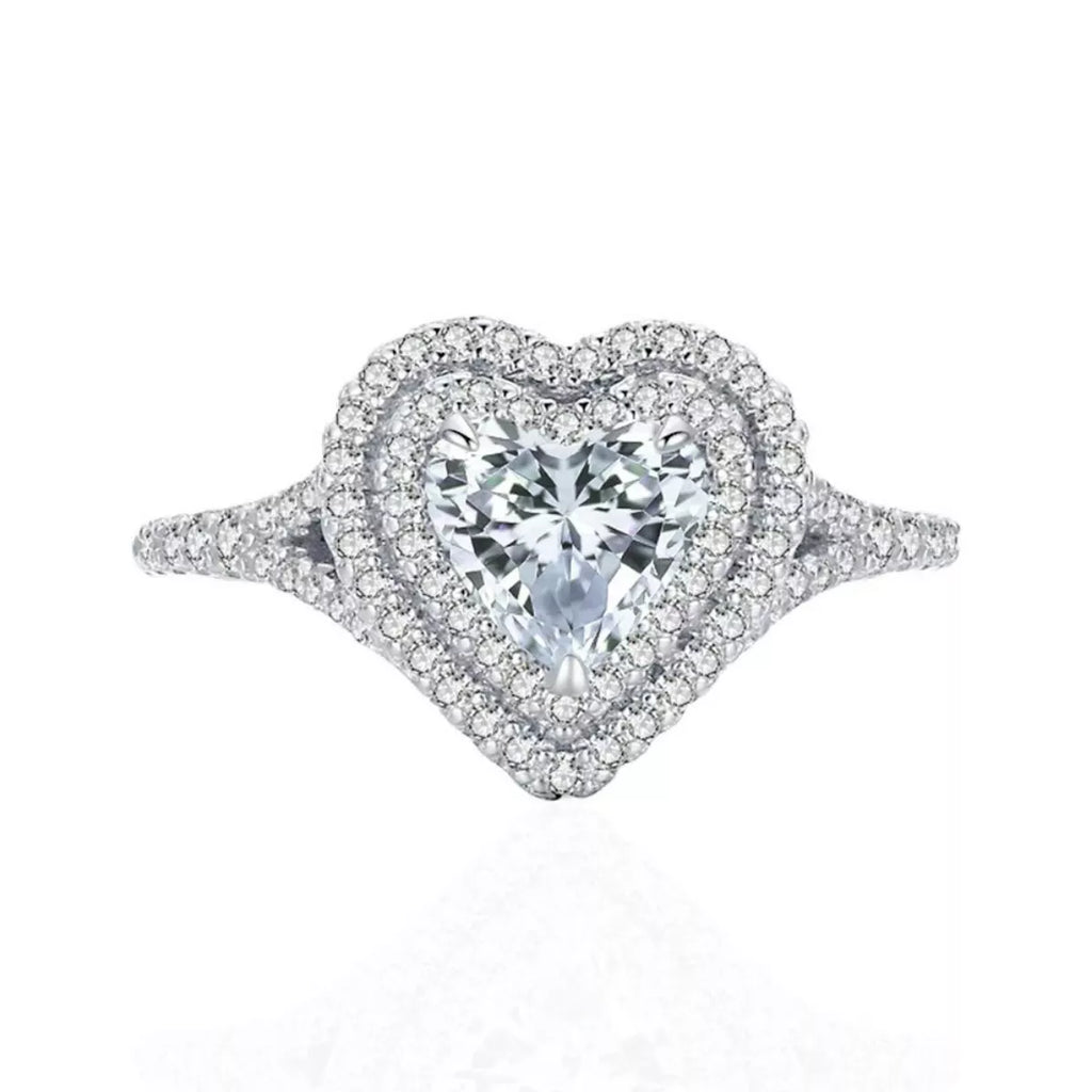 1 Carat Moissanite Heart-Shaped Ring - Girly Tea