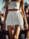 Tube Top and Fringe Shorts Set - Girly Tea