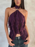 Ruffled Halter Neck Cami - Girly Tea