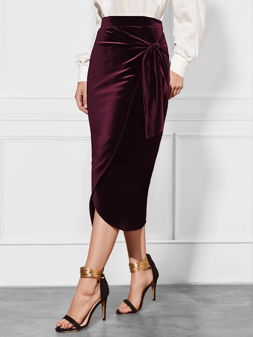 Side Tied Velvet Skirt - Girly Tea