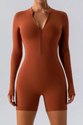 Half Zip Long Sleeve Active Romper - Girly Tea