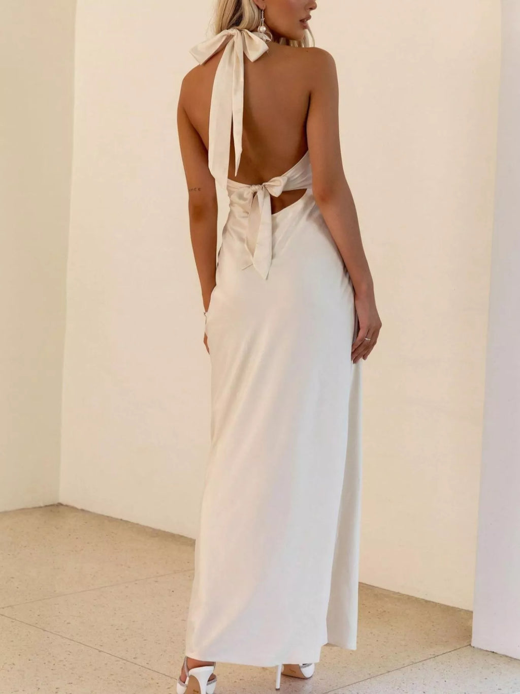 Halter Neck Sleeveless Maxi Dress - Girly Tea