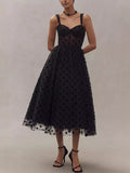 Polka Dot Tulle Sleeveless Midi Dress - Girly Tea