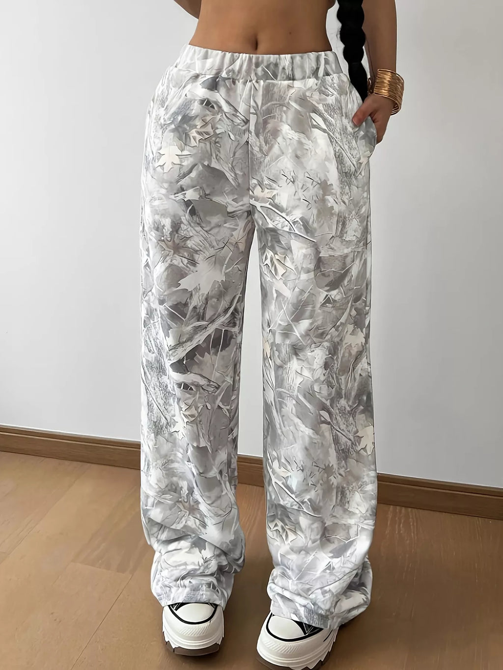 Abstract Print Wide Leg Pants - Girly Tea