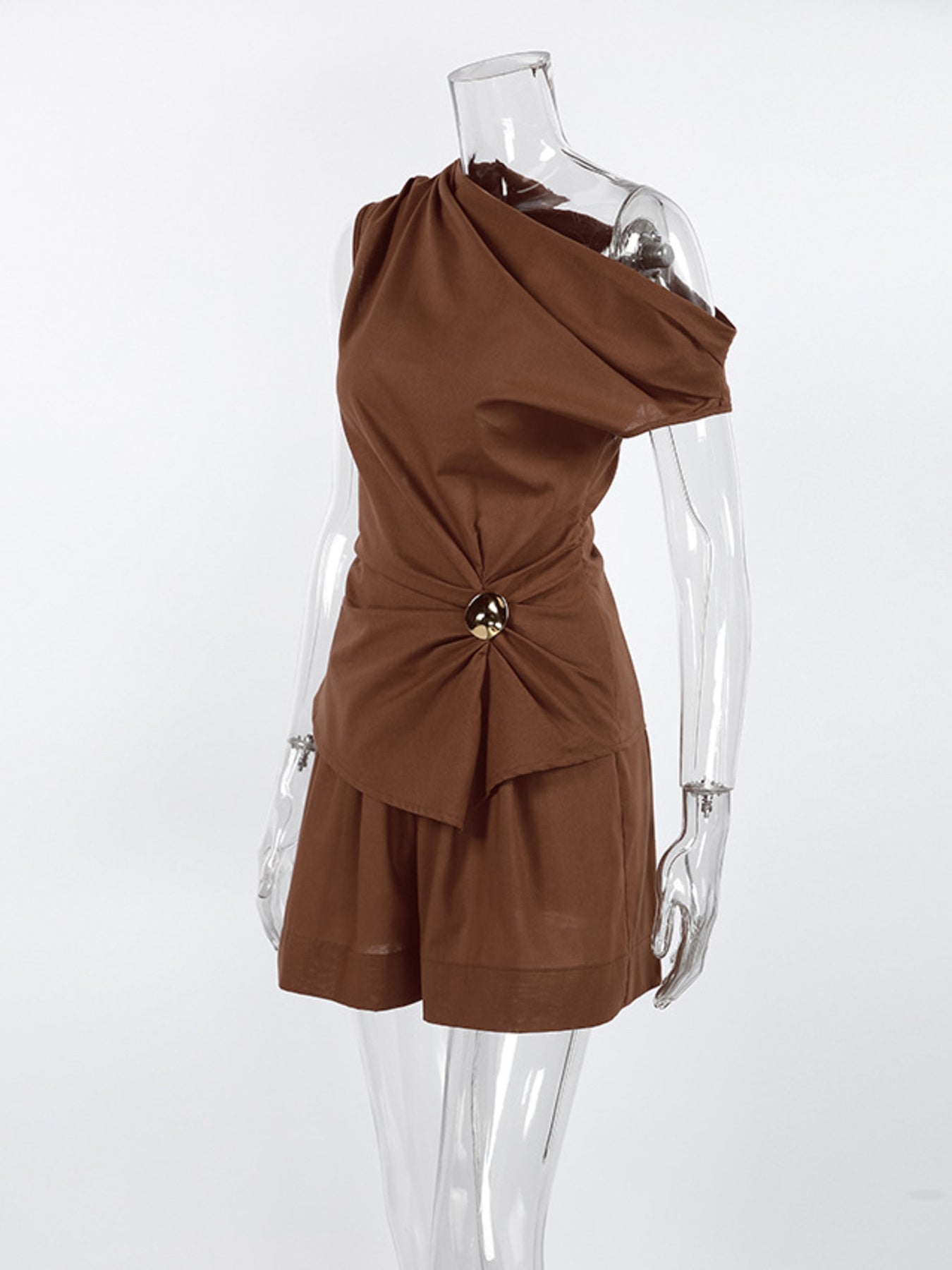 One-Shoulder Top and Shorts Set - Girly Tea