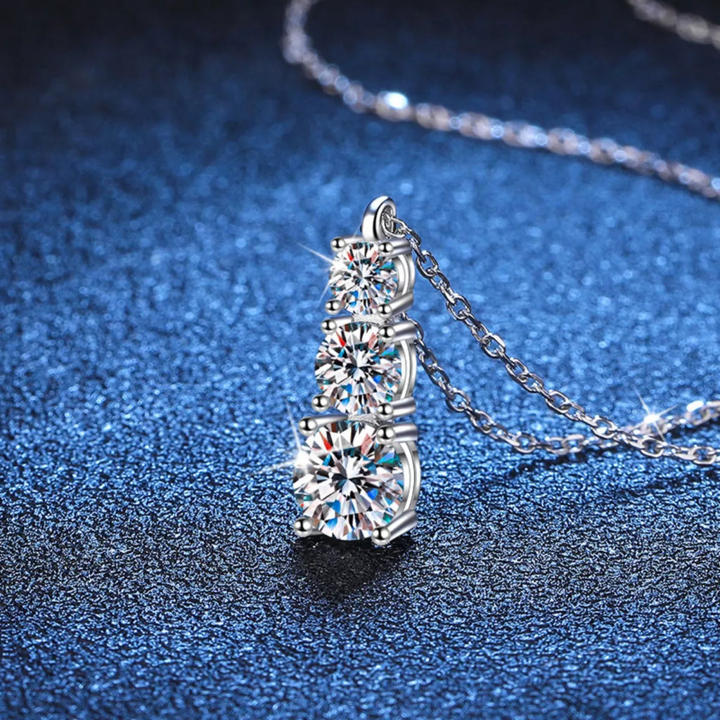 1.8 Carat Moissanite 925 Sterling Silver Pendant Necklace - Girly Tea