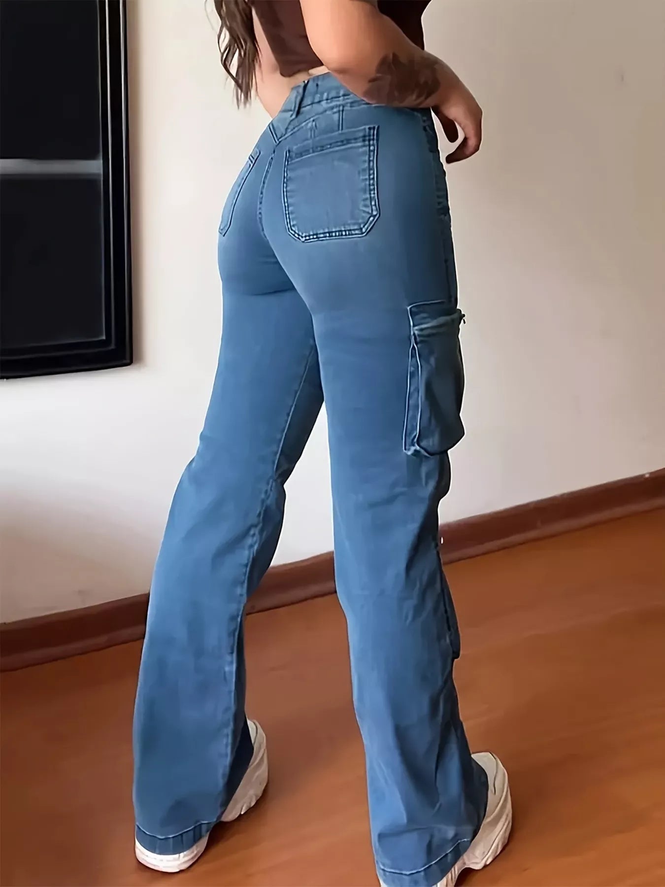 Plus Size High-Waisted Cargo Jeans - Girly Tea