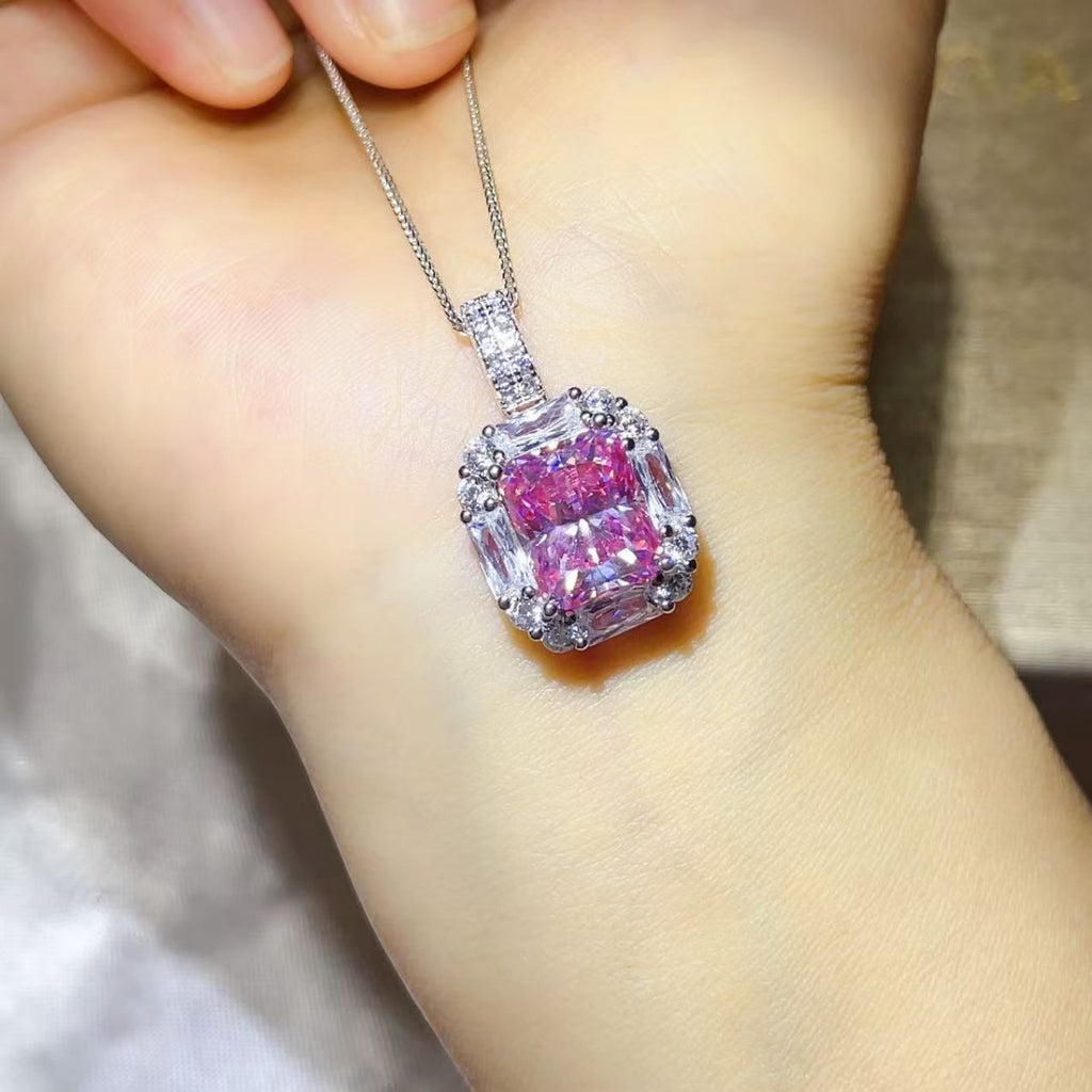 5 Carat Moissanite 925 Sterling Silver Pendant Necklace - Girly Tea