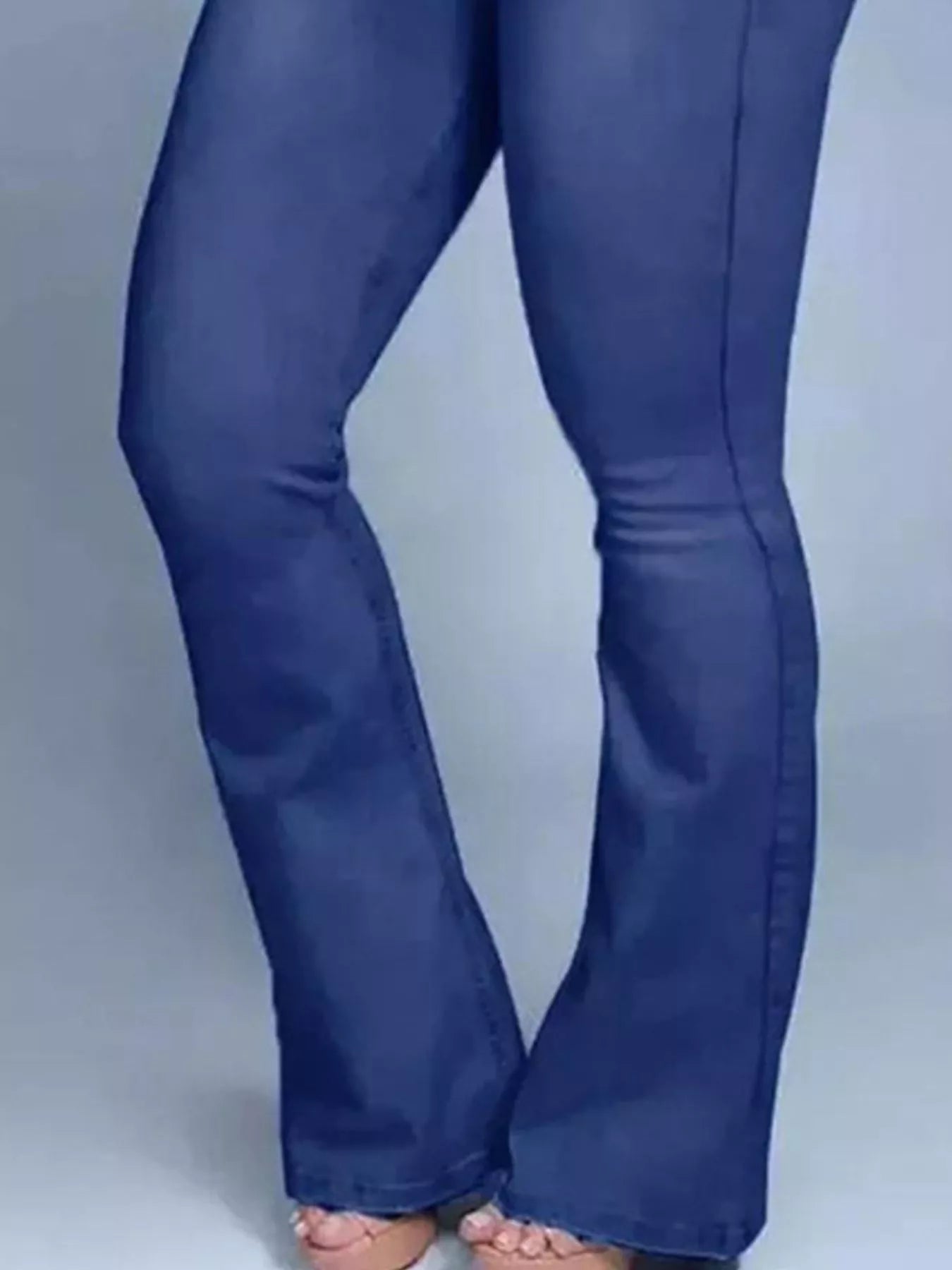 Full Size Wash High-Waisted Flare Jeans Plus Size - Girly Tea