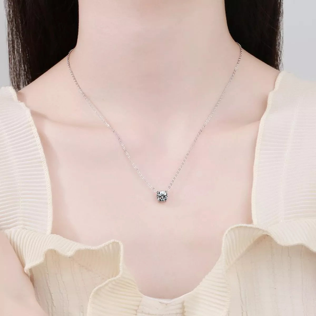2 Carat Moissanite Pendant Necklace - Girly Tea