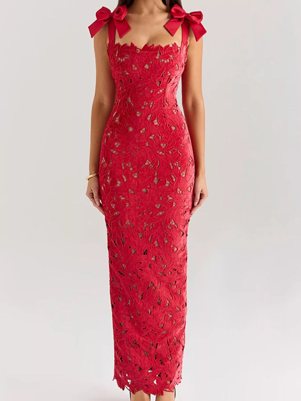 Slit Tie Shoulder Maxi Dress - Girly Tea