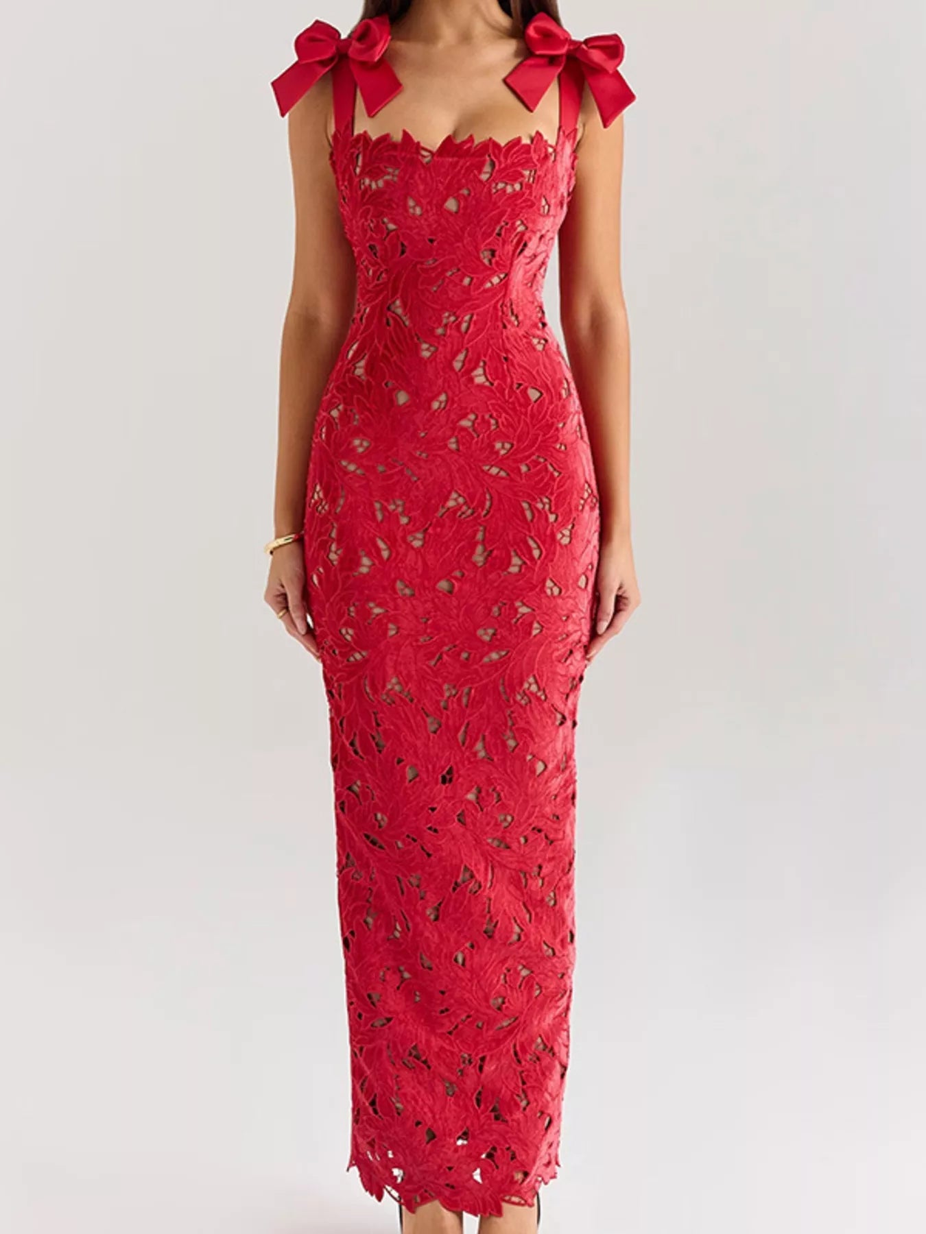 Slit Tie Shoulder Maxi Dress - Girly Tea