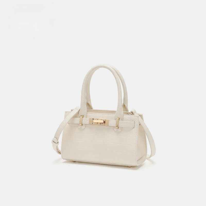 Crocodile-Embossed Leather Top Handle Handbag