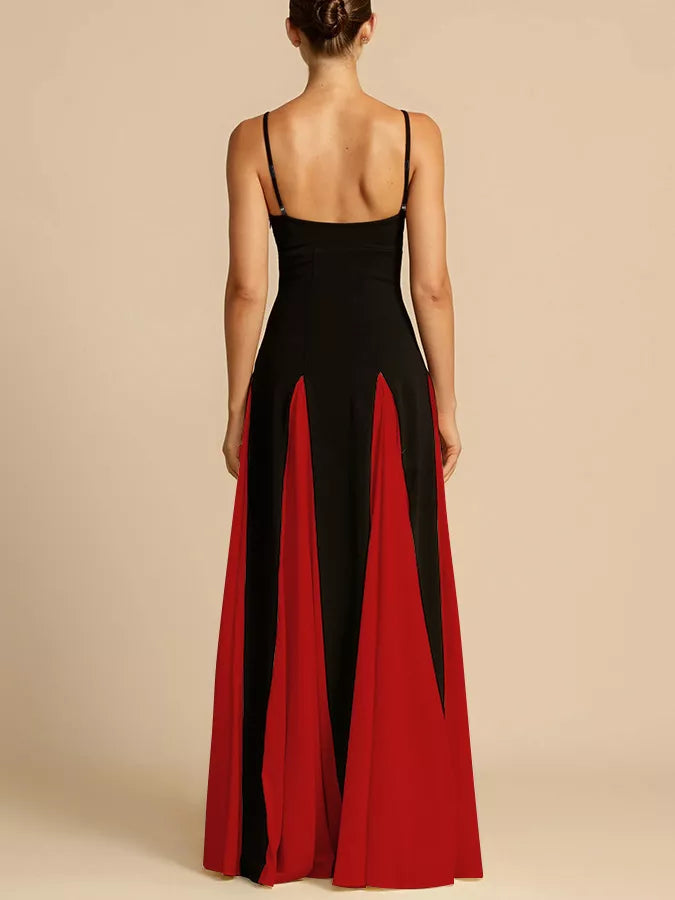 Two-Tone Flowing Maxi Dress - Girly Tea
