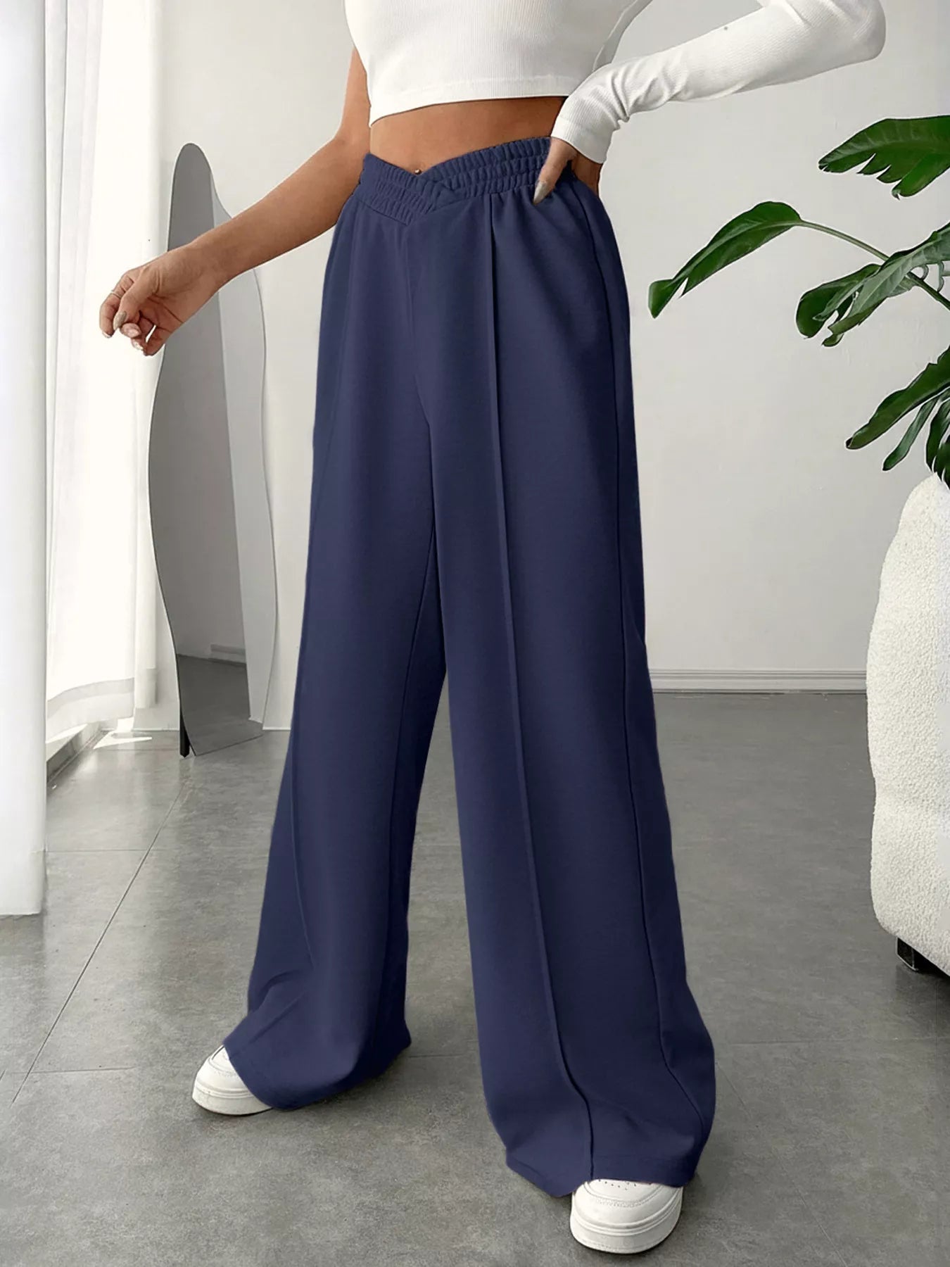 Wide Leg High Waist Pants - Girly Tea