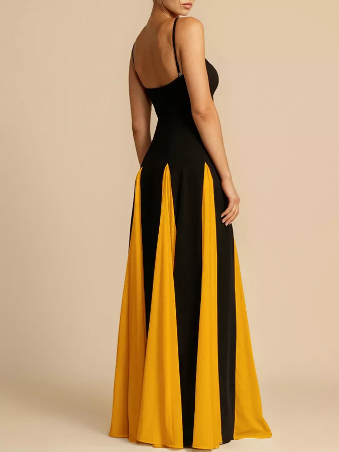 Two-Tone Flowing Maxi Dress - Girly Tea