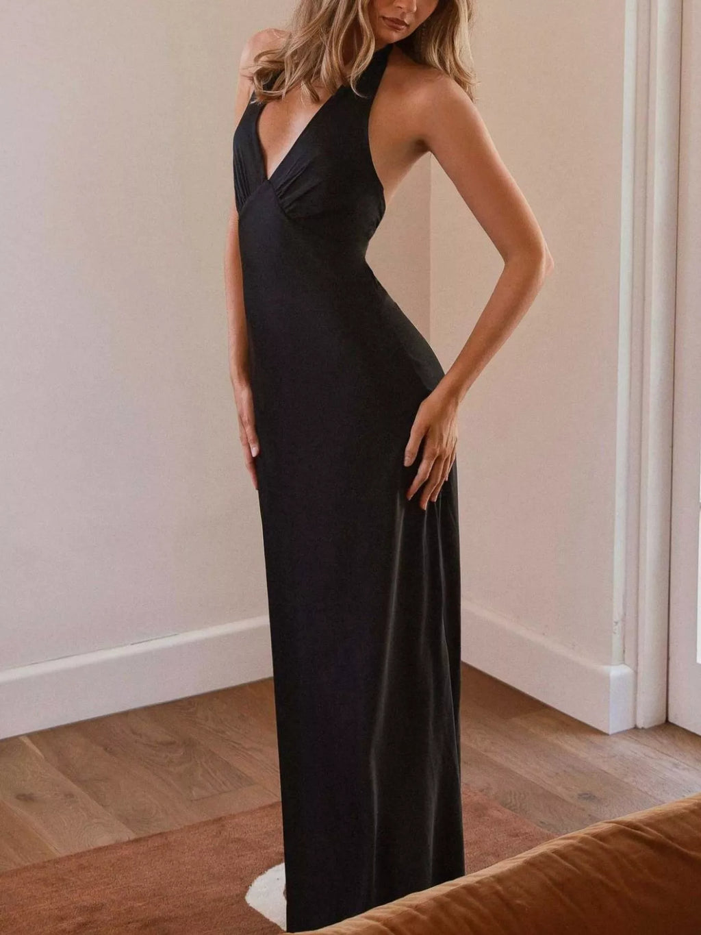 Halter Neck Sleeveless Maxi Dress - Girly Tea