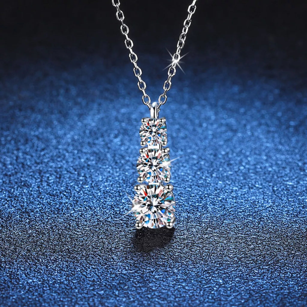 1.8 Carat Moissanite 925 Sterling Silver Pendant Necklace - Girly Tea