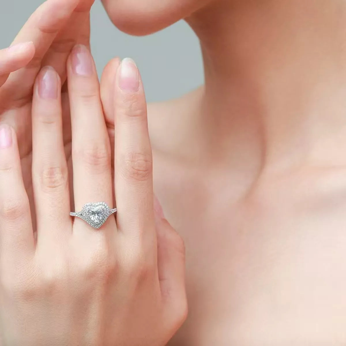 1 Carat Moissanite Heart-Shaped Ring - Girly Tea