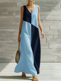 Color Block Sleeveless Maxi Dress - Girly Tea