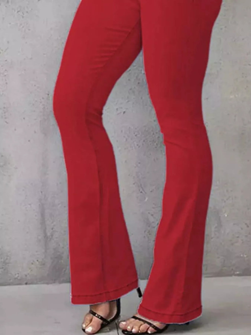Full Size Wash High-Waisted Flare Jeans Plus Size - Girly Tea