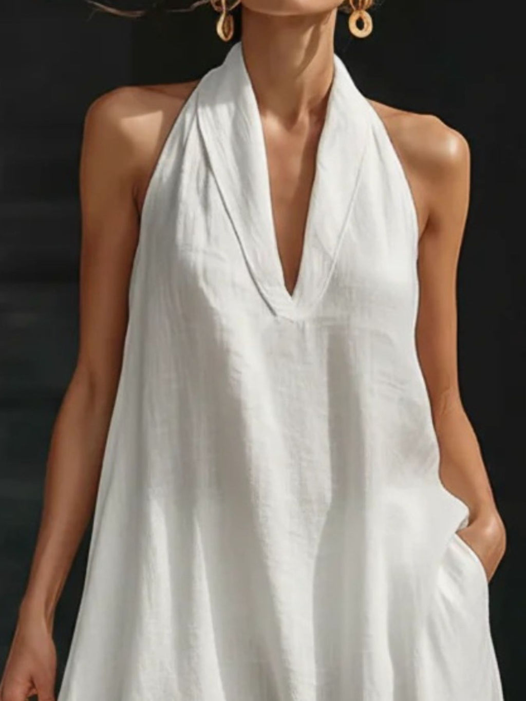 Halter Neck Maxi Dress with Pockets - Girly Tea