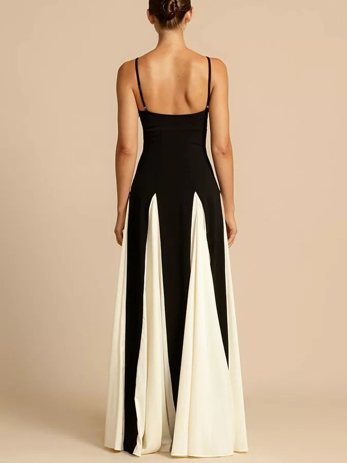 Two-Tone Flowing Maxi Dress - Girly Tea