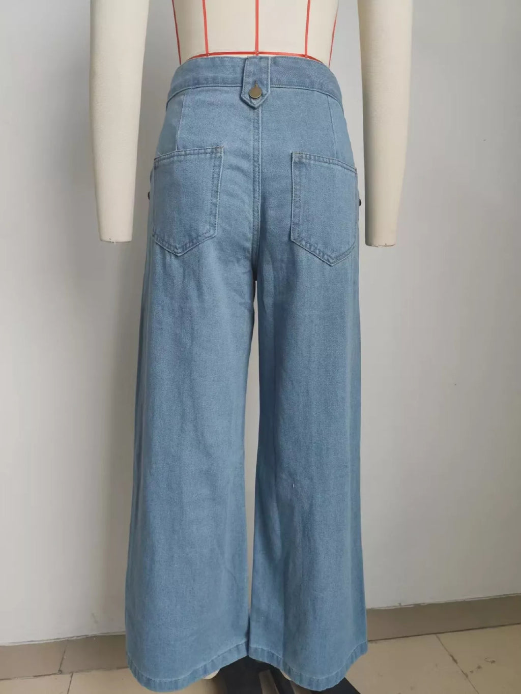 Sleeveless Button-Front Vest and Pants Denim Set - Girly Tea