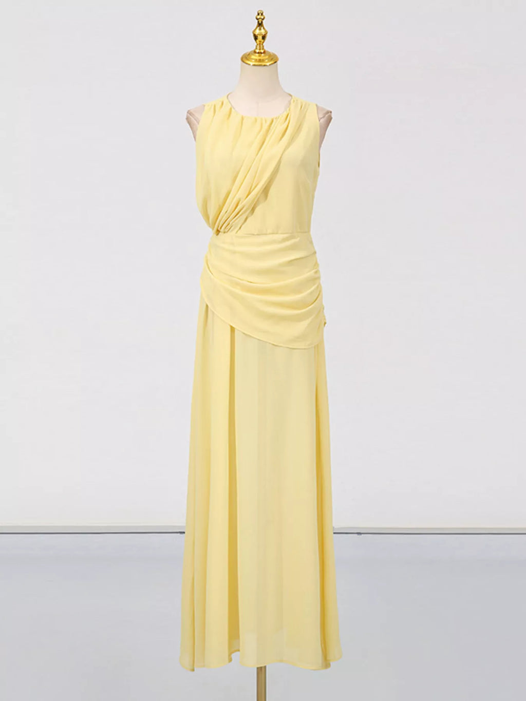 Sleeveless Ruched High-Slit Maxi Dress - Girly Tea