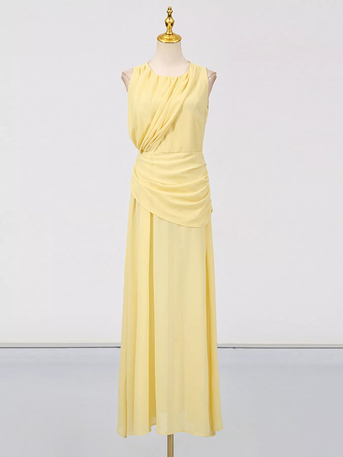 Sleeveless Ruched High-Slit Maxi Dress - Girly Tea