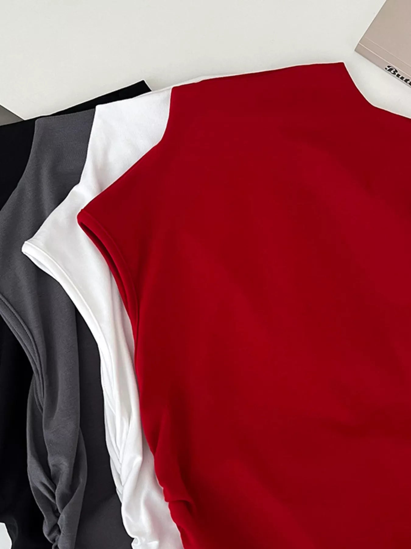 Ruched Mock Neck Tank - Girly Tea