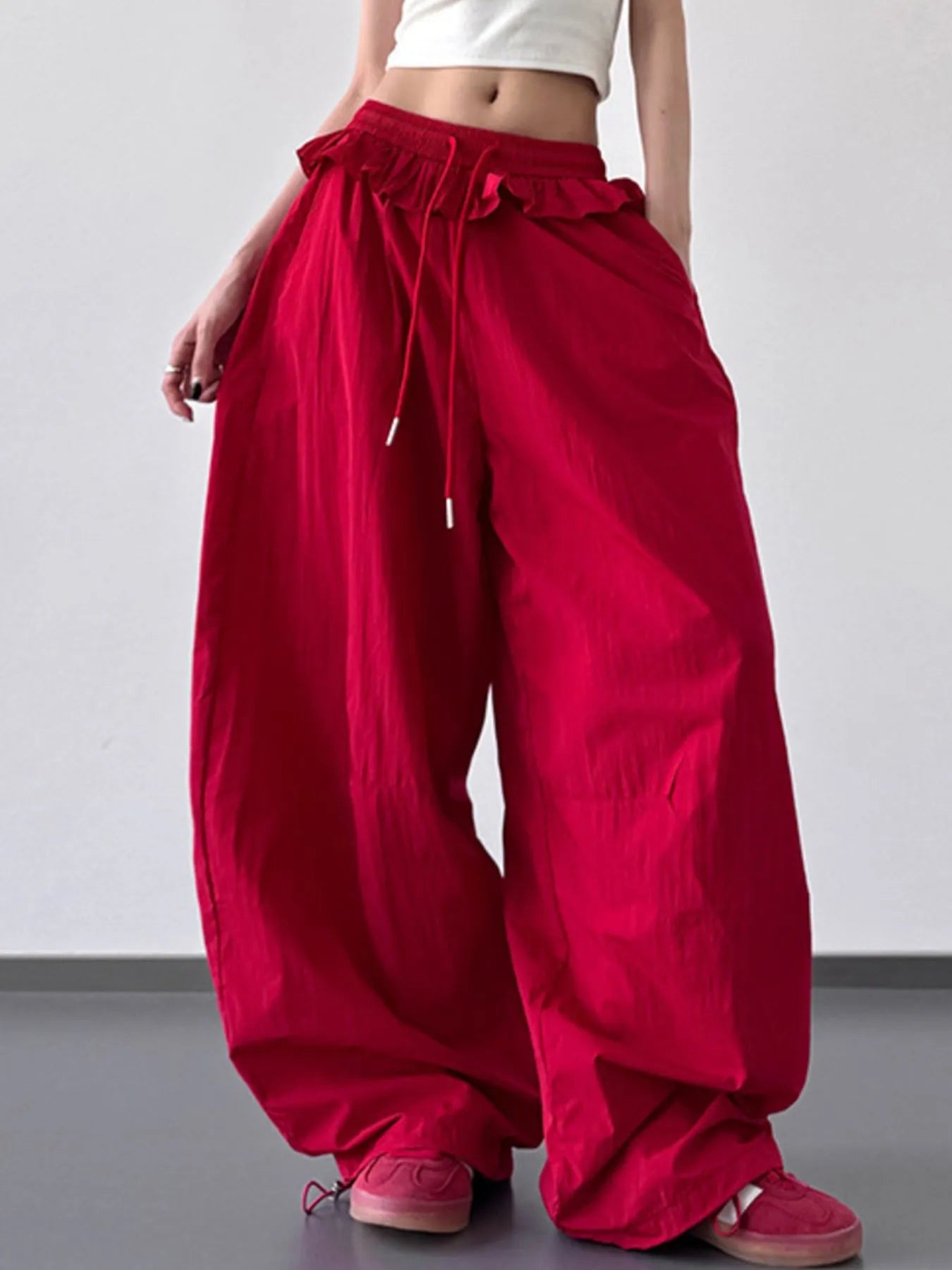Drawstring Wide Leg Pants - Girly Tea