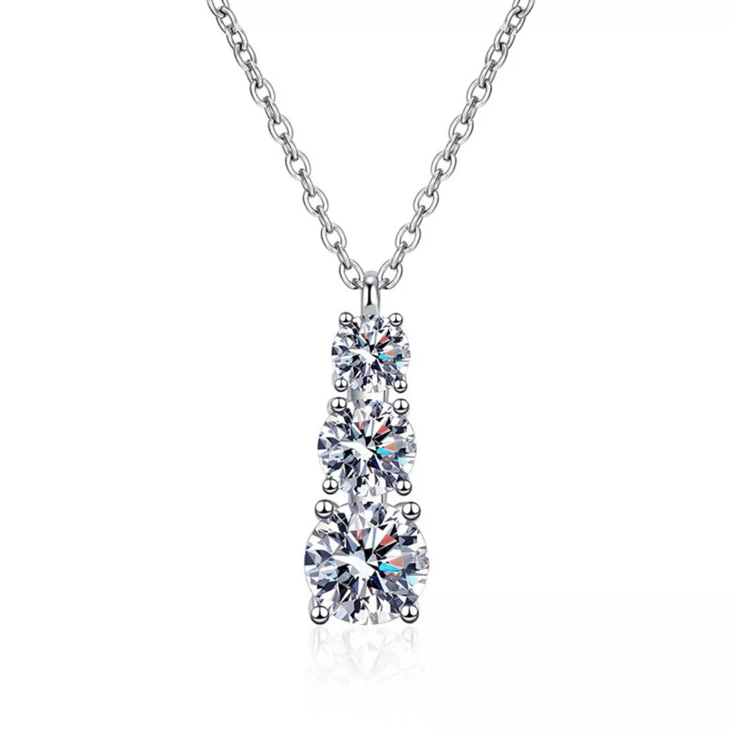 1.8 Carat Moissanite 925 Sterling Silver Pendant Necklace - Girly Tea